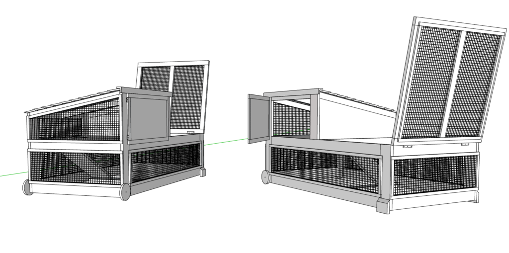 enclos pour lapin nain vue 3d